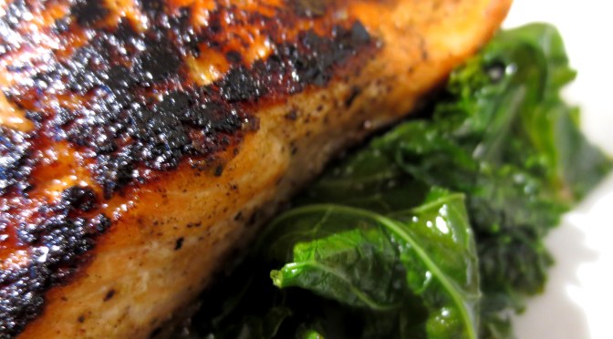 Blackened Trout and Sauteed Kale with Ginger