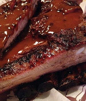 Extreme closeup.  These ribs may be tough, but they really taste great with that hickory flavor.